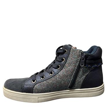 XTI GIRLS GLITTER ZIP TIE ANKLE BOOT - NAVY