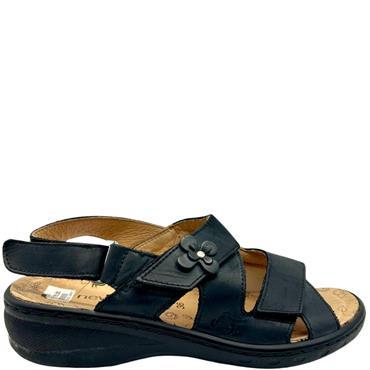 NEW DRESS FLWR 2STRAP SANDAL - BLACK