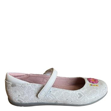 LEA LELO GIRLS FLOWER VEL STRAP SHOE - SILVER