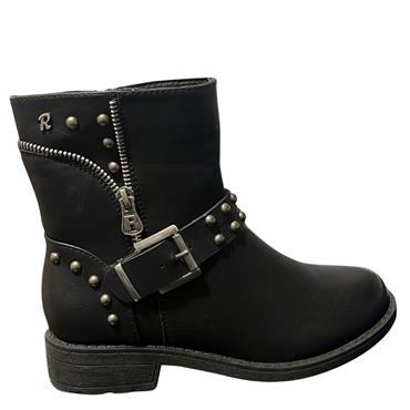 REFRESH LDS STUD STRAP ZIP ANKLE BT - BLACK