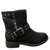 REFRESH LDS STUD STRAP ZIP ANKLE BT - BLACK