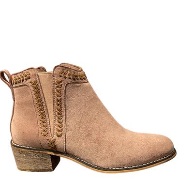 REFRESH WOMENS GUSSET ANKLE BOOT - NUDE SUEDE