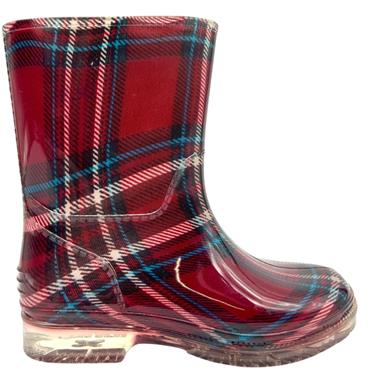 MEIVA GIRLS PLAID WELLINGTON - DARK RED