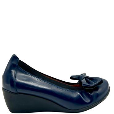 NB PATENT BOW WEDGE COURT - NAVY PATENT