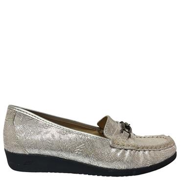 STILE DIVITA WOMENS WIDE FIT SLIPON SHOE - SILVER LEATHER
