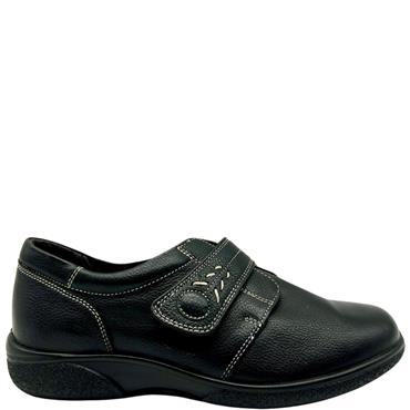 EASY B LDS HEALEY WIDE 2E VEL SHOE - BLACK