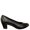 JANA LDS LOW HEEL COURT SHOE - BLACK SNAKE