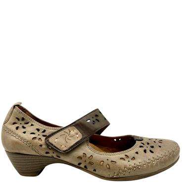 JANA LOW HEEL STRAP SHOE - PEPPER