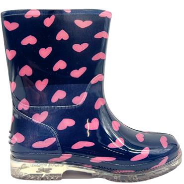 MEIVA GIRLS HEART WELLINGTON - NAVY PINK