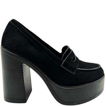 FOXY UP PLATFORM LOAFER - BLACK SUEDE