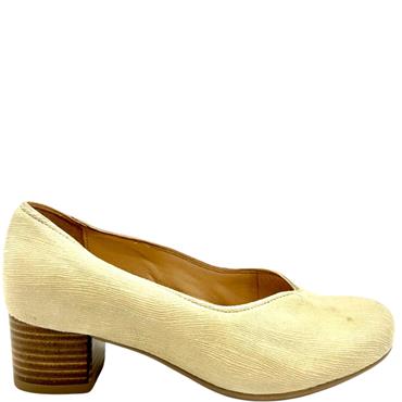 ALPINA LDS H FIT BLOCK HEEL COURT SHOE - BEIGE