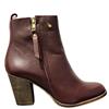 LAURA B.WOMENS LEATHER 2 ZIP ANKLE BOOT - BORDO LEATHER