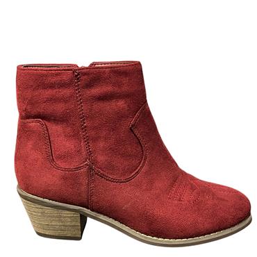 BEST SHOES LDS ZIP COWBOY ANKLE BOOT - WINE RED