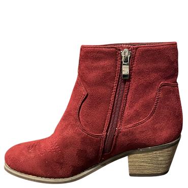 BEST SHOES LDS ZIP COWBOY ANKLE BOOT - WINE RED
