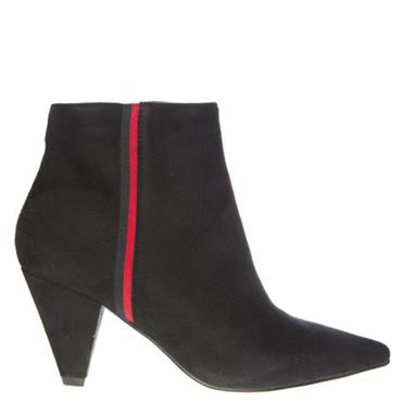 REDZ WOMENS POINTED TOE ZIP ANKLE BOOT - BLACK SUEDE