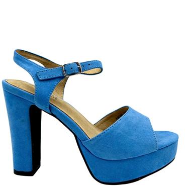 BENINI WOMENS PLATFORM STRAP SANDAL - BLUE SUEDE