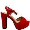 BENINI WOMENS PLATFORM STRAP SANDAL - RED SUEDE