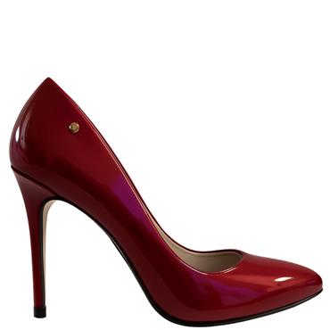 K APPLEBY WOMENS GOLD TRIM COURT SHOE - RED METALLIC