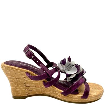 TOPWAY FLOWER WEDGE SANDAL - PURPLE