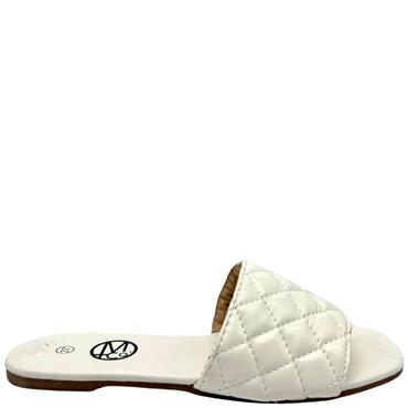 MILLIE WOMENS FLAT SLIP ON SANDAL - WHITE