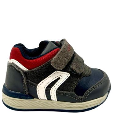 GEOX BOYS 2 VEL STRAP RUNNER - GREY RED