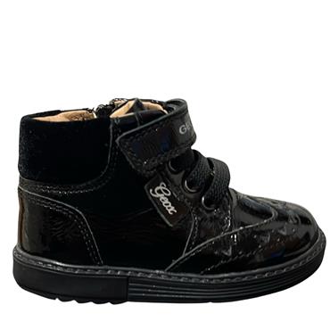 GEOX GIRLS VELCRO LACE ANKLE BOOT - BLACK