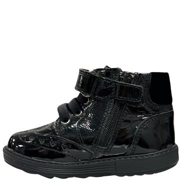 GEOX GIRLS VELCRO LACE ANKLE BOOT - BLACK