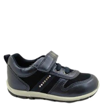 GEOX GIRLS DIAMANTE VELCRO LACE SHOE - NAVY