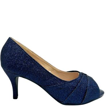 SORENTO WOMENS PEEP TOE COURT SHOE - NAVY