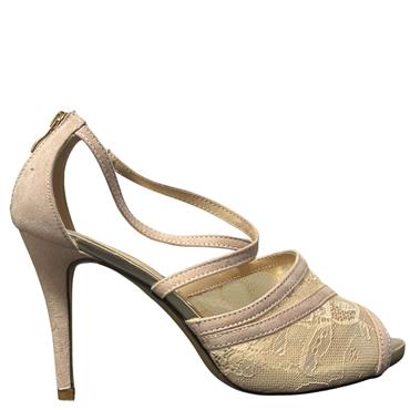BARINO HI HEEL LACE STRAP SANDAL - NUDE