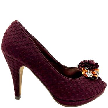 BARINO JEWEL BOW PATTERN PEEPTOE - WINE