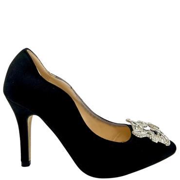 BARINO DIAMANTE BROOCH COURT SHOE - BLACK SUEDE