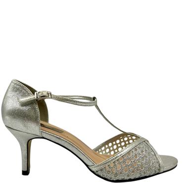 BARINO LDS HEEL IN T STRAP SANDAL - SILVER
