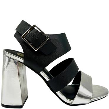 MILLIE P/FORM STRAP SANDAL - BLACK SILVER