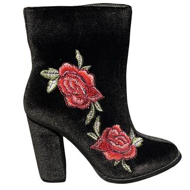 MILLIE LDS ROSE ZIP BOOT - BLACK VELVET