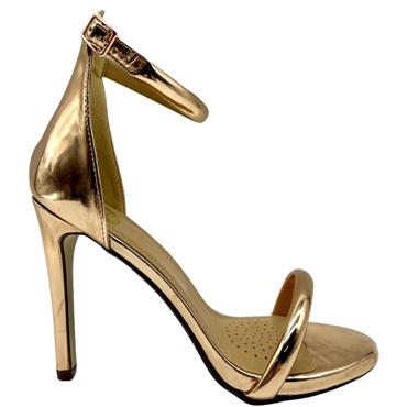 MILLIE WOMENS HIGH HEEL COLLAR STRAP SDL - ROSE GOLD PATENT