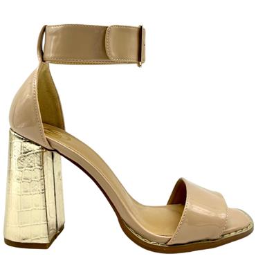 MILLIE P/FORM COLLAR STRAP SANDAL - NUDE PATENT