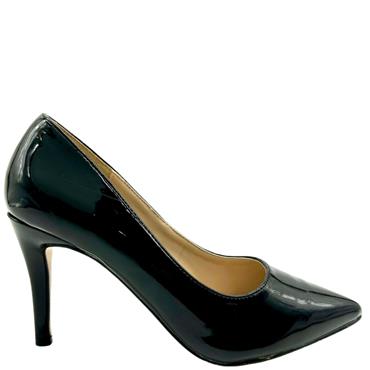 MILLIE LDS POINT TOE COURT SHOE - BLACK PATENT