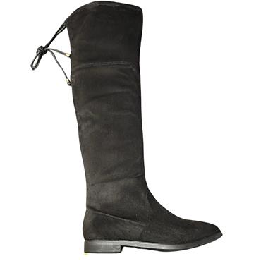 TRUFFLE LDS FLAT ZIP HI LEG BOOT - BLACK SUEDE