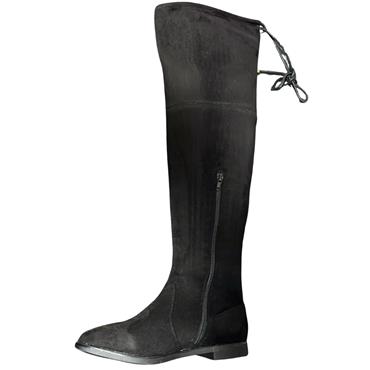 TRUFFLE LDS FLAT ZIP HI LEG BOOT - BLACK SUEDE