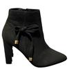 MILLIE LDS GOLD TRIM KNOT ZIP ANKLE BOOT - BLACK SUEDE