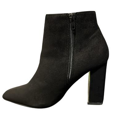 MILLIE LDS GOLD TRIM KNOT ZIP ANKLE BOOT - BLACK SUEDE