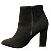 MILLIE LDS GOLD TRIM KNOT ZIP ANKLE BOOT - BLACK SUEDE