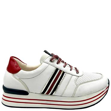 REMONTE WOMENS LACE TRAINER - WHITE NAVY