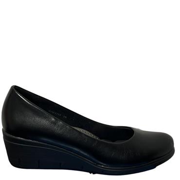 NINE TO FIVE WOMENS WEDGE COURT SHOE - BLACK