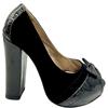 TRUFFLE PATENT SUEDE PEEPTOE - BLACK