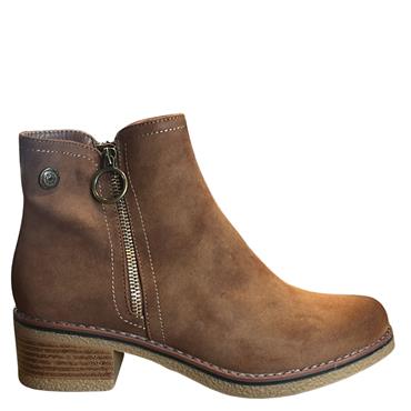 JET 7 WOMENS FUR LINED ZIP ANKLE BOOT - CAMEL