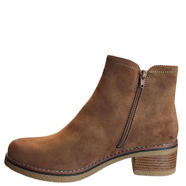 JET 7 WOMENS FUR LINED ZIP ANKLE BOOT - CAMEL