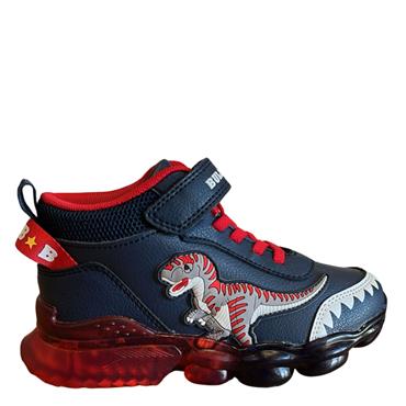 BULL BOYS LIGHTS STRAP ANKLE BOOT - NAVY RED