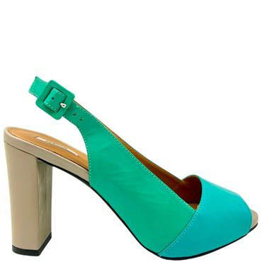 GEOX PEEPTOE SLINGBACK SANDAL - TURQ AQUA BEIGE